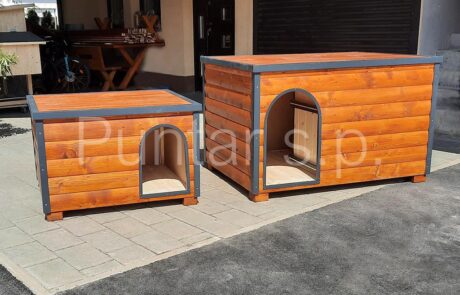 Barvana lesena pasja hiša SVETOVID z aluminijastimi obrobami